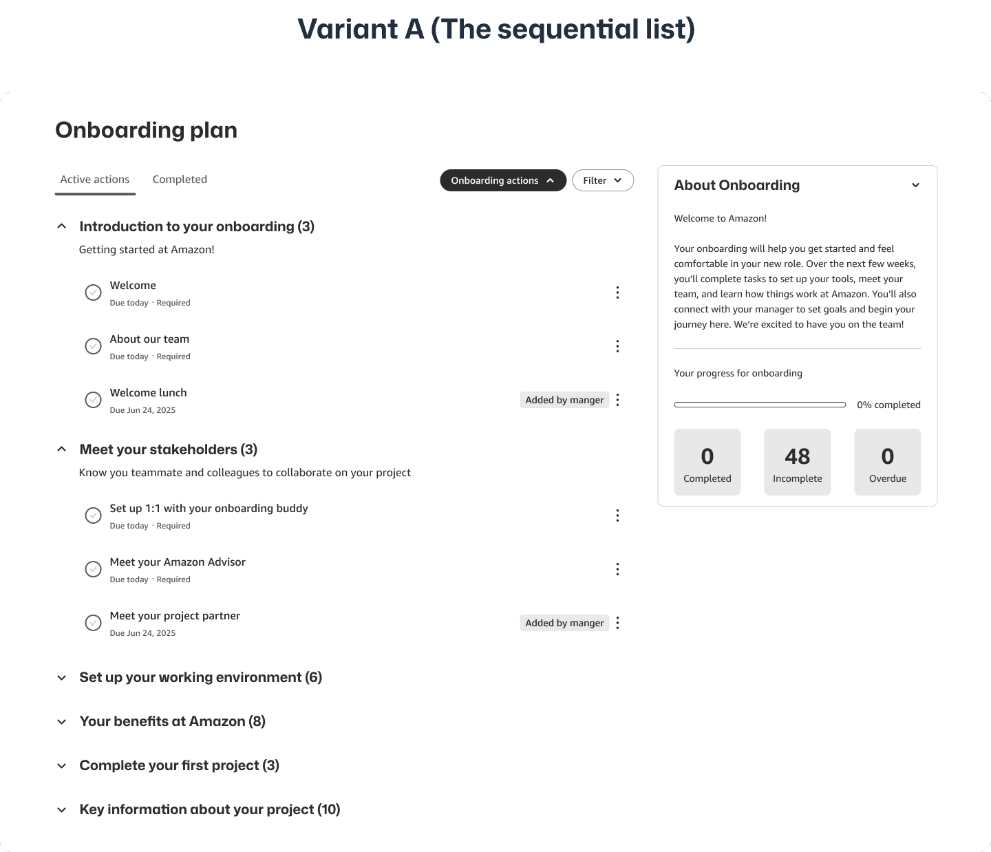 Variant A sequential list design
